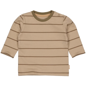 Quapi Newborn baby jongens shirt carel aop brown soft stripes