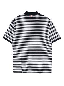 Thom Browne logo-patch striped polo shirt - Blauw