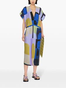 Henrik Vibskov Transit abstract-print plissé midi dress - Blauw