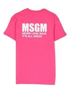 MSGM Kids logo-print cotton dress - Roze
