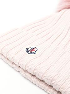 Moncler pompom-detail ribbed beanie - Roze