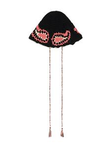 Alanui A Love Letter To India crochet bucket hat - Zwart