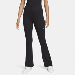 Nike Sportswear Chill Knit strakke legging met wijd uitlopende pijpen en mini-rib voor dames - Zwart