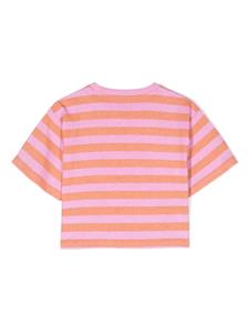 Stella McCartney Kids floral-print striped T-shirt - Roze