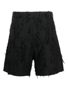 MSGM Gerafelde katoenen shorts met ceintuur - Zwart
