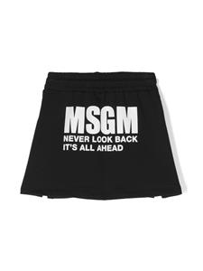 MSGM Kids logo-print cotton skirt - Zwart