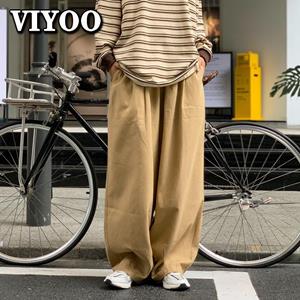 VIYOO Dames herenkleding Baggy Y2K kleding Baggy cargo broek wijde pijpen broek joggingbroek katoen wit rechte tousers Koreaanse mode
