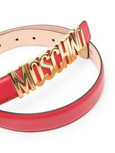 Moschino logo-buckle leather belt - Rood