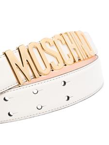 Moschino logo-buckle leather belt - Wit
