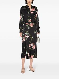 Erdem floral-print A-line midi skirt - Zwart