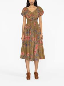 Ulla Johnson Midi-jurk met bloemenprint - Bruin