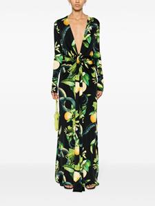 Roberto Cavalli V-neck lemon-print dress - Zwart