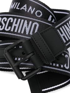 Moschino logo-embroidered canvas belt - Zwart