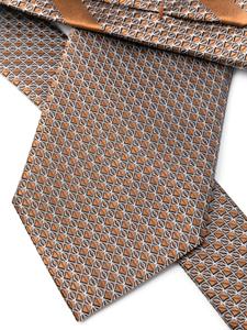 Zegna geometric-pattern silk tie - Bruin