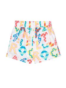 Stella McCartney Kids logo-letters print elasticated-waistband shorts - Wit