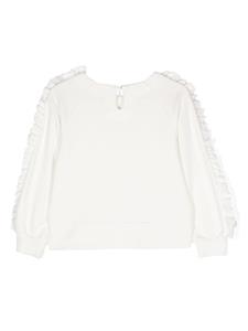 Monnalisa Sweater met bloemenpatch - Wit