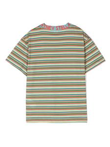 Stella McCartney Kids logo-tape striped T-shirt - Veelkleurig