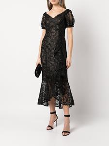 Marchesa Notte Midi-jurk met kant - Zwart