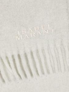ISABEL MARANT logo-embroidered brushed scarf - Grijs