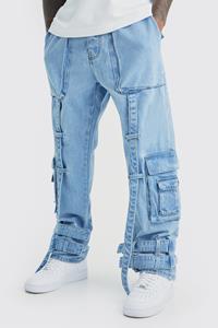 Boohoo Onbewerkte Baggy Cargo Jeans Met Elastische Taille, Ice Blue