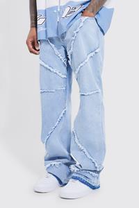 Boohoo Onbewerkte Flared Baggy Jeans Met Gerafelde Zoom, Light Blue