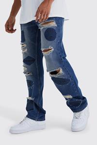 Boohoo Onbewerkte Gescheurde Baggy Jeans, Antique Blue