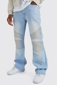 Boohoo Baggy Flared Biker Jeans Met Panelen, Ice Blue