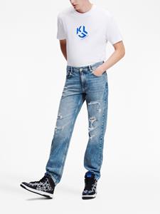 Karl Lagerfeld Jeans Gerafelde jeans - Blauw