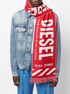 Diesel Sjaal met logoprint - Rood