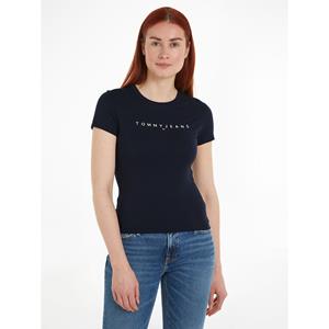 Tommy Jeans T-Shirt "Slim Tee Linear Logo Shirt", mit Logostickerei