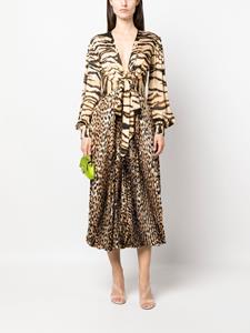 Roberto Cavalli Midi-jurk met dierenprint - Beige