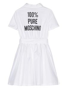 Moschino Kids logo-print cotton-poplin shirtdress - Wit