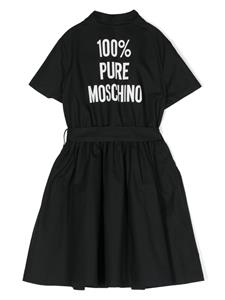 Moschino Kids logo-print cotton-poplin shirtdress - Zwart