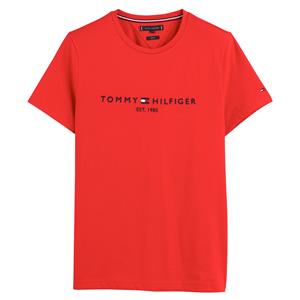 Tommy hilfiger T-shirt met korte mouwen, ronde hals, geborduurd logo