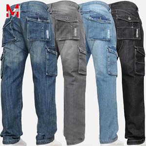 L  Trendy products are preferred Herenmode Denim Rechte Jeans Casual Multi-pocket Cargo Jeans Loose Fit Denim Lange Broek Grote maten
