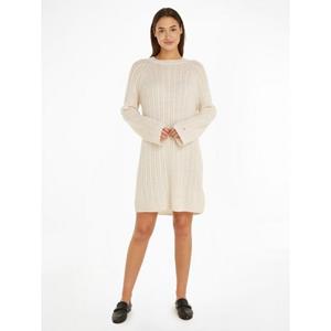 Tommy Hilfiger Tricotjurk SOFT WOOL AO CABLE C-NK DRESS