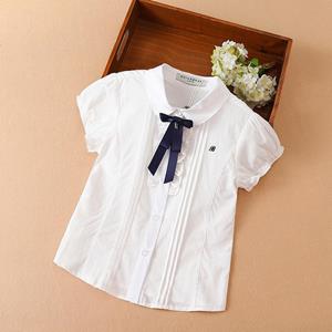 Kuyeebear Meisjes Blouse Shirts Zomer korte mouw Katoen mooie strik causale witte tops voor 10-12 jaar kinderen kleding