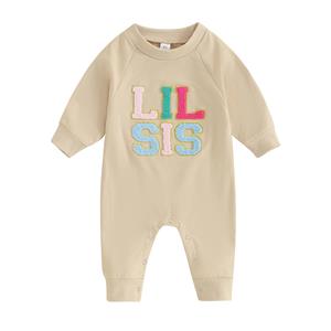 Little Fashionistas Baby Baby Meisjes Leuke Romper 0-18M Lange mouw Letters Borduren Herfst Sweatshirt voor Casual Dagelijks