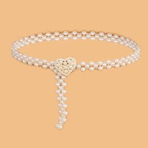 INSIGHTER Vrouwen parel elastische riem ketting jurk riem dames tailleband kralen rekbare riemen magere dunne riem voor meisjes elegante kristallen riemen