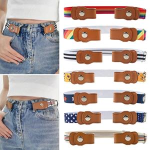 Meiling 2Pcs Fashion Stretch Jeans Pants Adjustable Stretch Canvas Buckle-Free Belt Kids belts Waist Belt