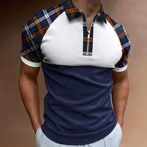 Haojun Daily Street Home Casual Heren Polo Shirt, Fashion Top Heren Rits Design Zomer Polo met korte mouw.