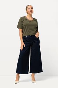 Ulla Popken Regular-fit-Jeans Jeans-Culotte wadenlang weites Bein Marlenehose