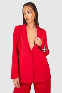 Boohoo Relaxed Fit Tailored Blazer, Red