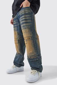 Boohoo Baggy Rigid Overdyed Multi Pocket Cargo Jeans, Green