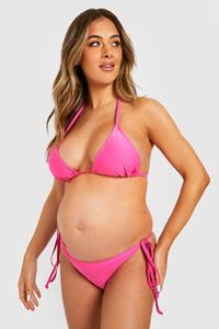 Boohoo Zwangerschap Basic Bikini Met Zijstrikjes, Pink