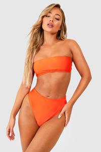 Boohoo Bandeau High Waist Bikini Set, Tropical Orange