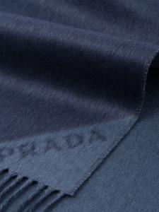 Prada logo-jacquard double cashmere scarf - Blauw