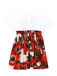 Dolce & Gabbana Kids Katoenen jurk met bloemenprint - Wit