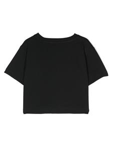 Balmain Kids Cropped T-shirt met geborduurd logo - Zwart