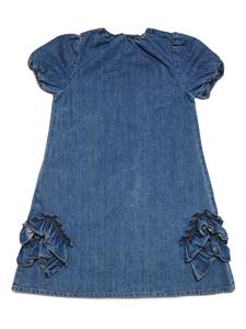 Marni Kids ruffle-detailed denim dress - Blauw